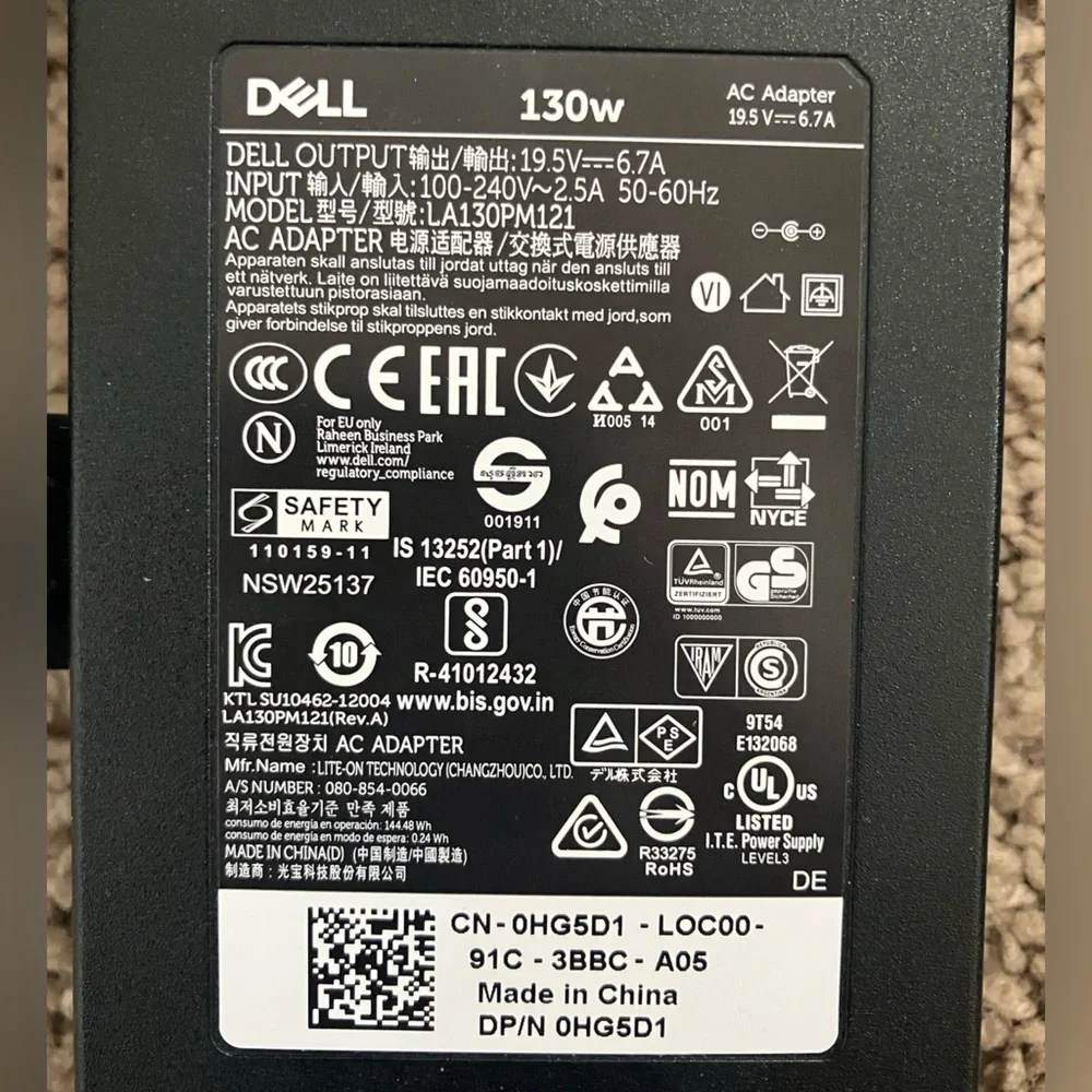 Dell WD15 USB-C Thunderbolt Docking Station with 130W Adapter